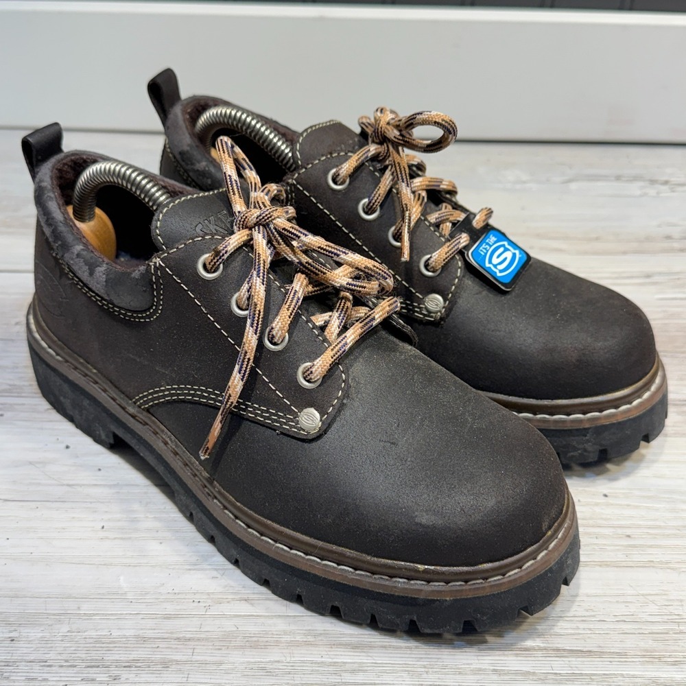 Vtg Skechers Jammers SN 7914 Chocolate Brown Leather Chunky Lug Sole Shoes 6.5